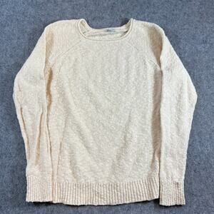 LL Bean Sweater Mens Large Cream Cotton Knit Textured Pullover Minimalist Y2K